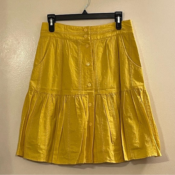 ODILLE‎ by ANTHROPOLOGIE Precious Saffron Midi Skirt in Yellow - Picture 2 of 5